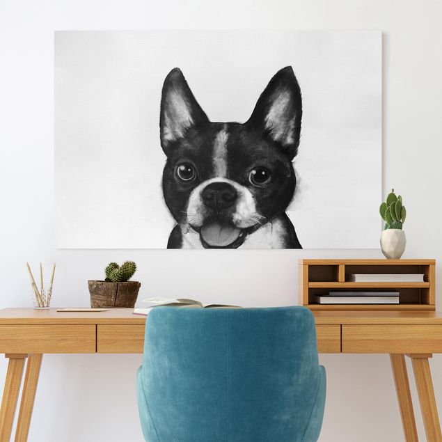 Artystyczne obrazy Ilustracja pies Boston czarno-biały Painting