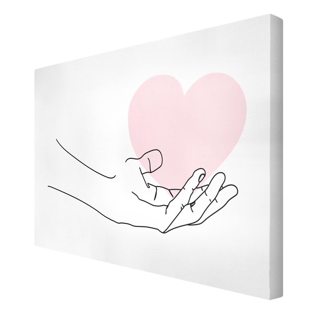 Różowy obraz Ręka z sercem Line Art
