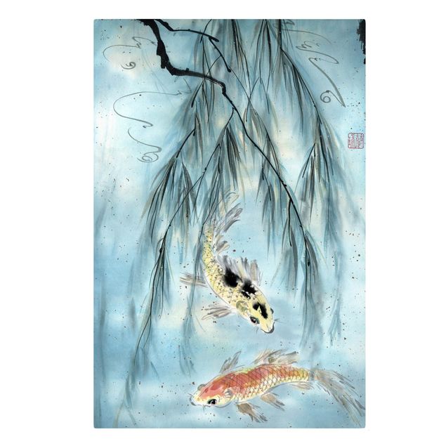 Vintage obrazy Japoński rysunek akwarelowy Złota rybka II