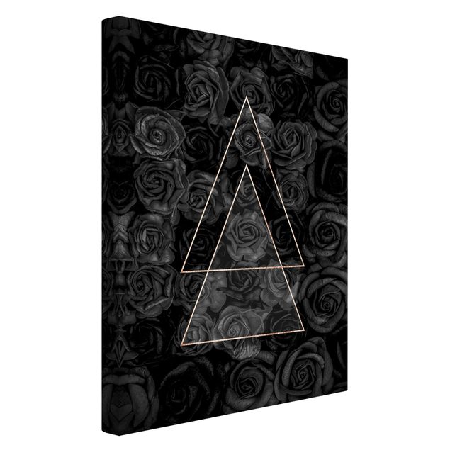 Obrazy nowoczesne Czarne róże ze złotymi trójkątami