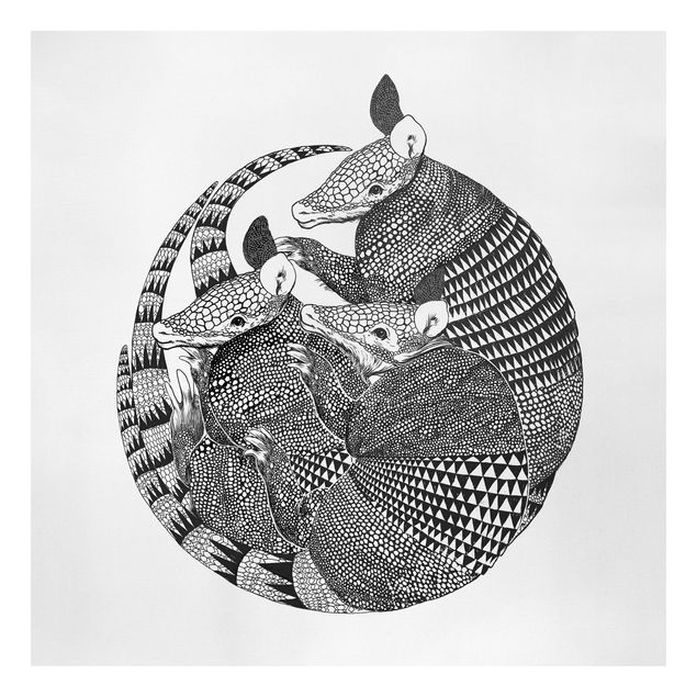 Obrazy zwierzęta Ilustracja Armadillos czarno-biały Pattern