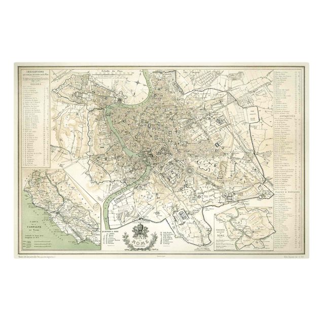 Obrazy Włochy Mapa miasta w stylu vintage Rzym antyk