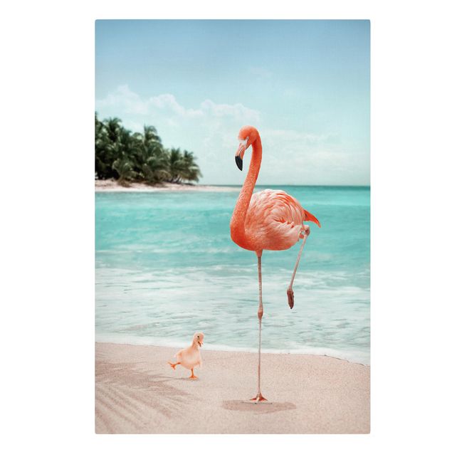 Obrazy krajobraz Plaża z flamingiem