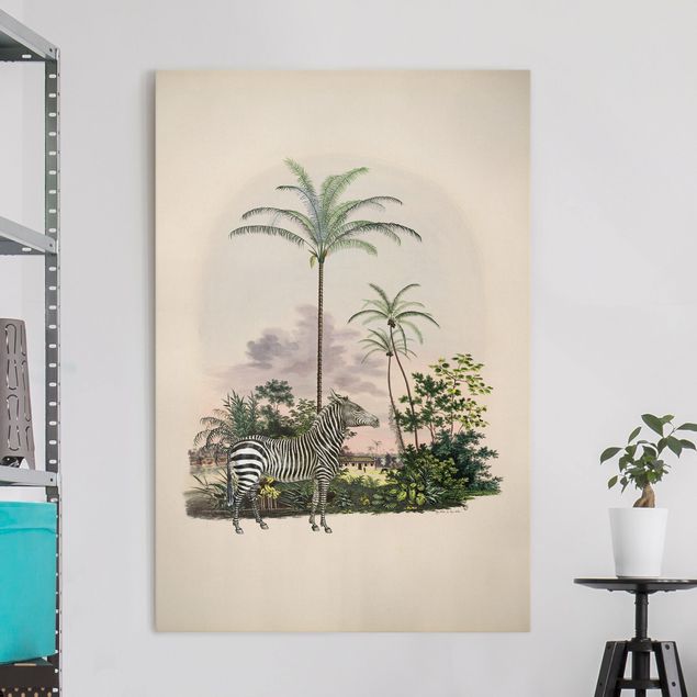 Dekoracja do kuchni Zebra na tle palm ilustracja