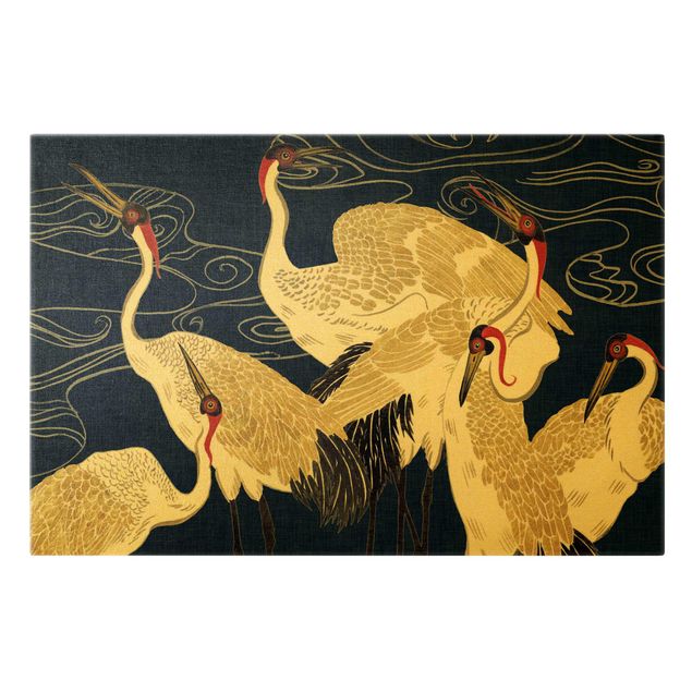 Obrazy pióra Żurawie o złotych piórach II