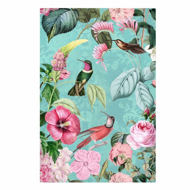 Obrazy ze zwierzętami Kolaże w stylu vintage - Kolibry w raju
