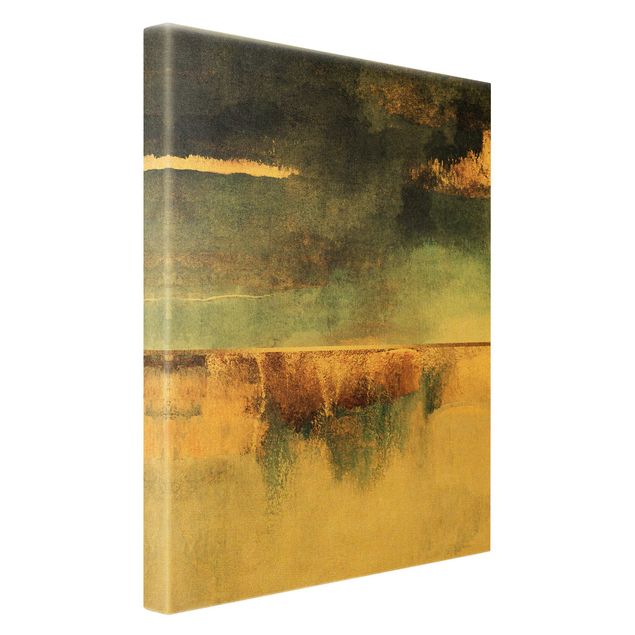 Obrazy artystów Abstrakcyjny brzeg jeziora w kolorze złotym
