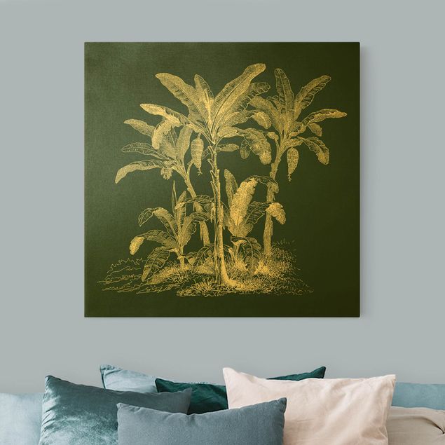 Obrazy na ścianę krajobrazy Ilustracja przedstawiająca palmy bananowe na tle zieleni