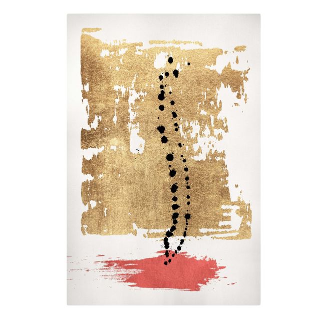 Obraz abstrakcja na płótnie Abstrakcyjne kształty - złoto i róż