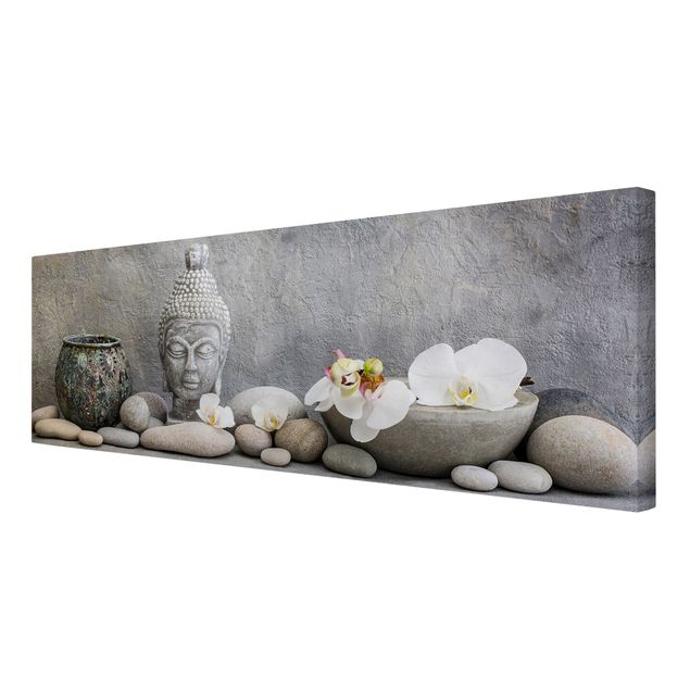 Nowoczesne obrazy Budda Zen z białymi orchideami