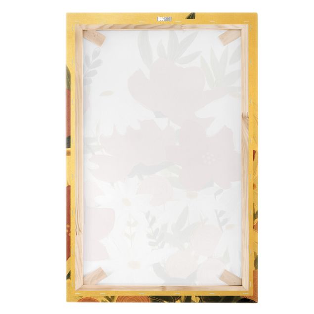 Złoty obraz na płótnie - Odmiana kwiatu w kolorach różowym i białym I