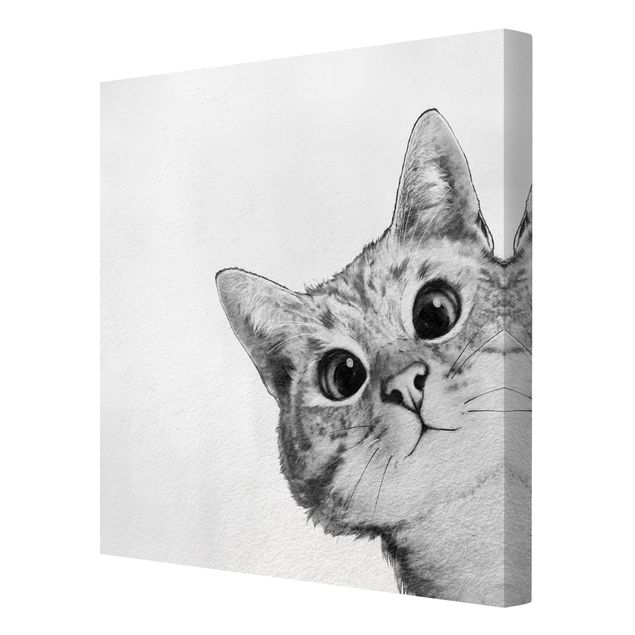 Zwierzęta obrazy Ilustracja kota Rysunek czarno-biały