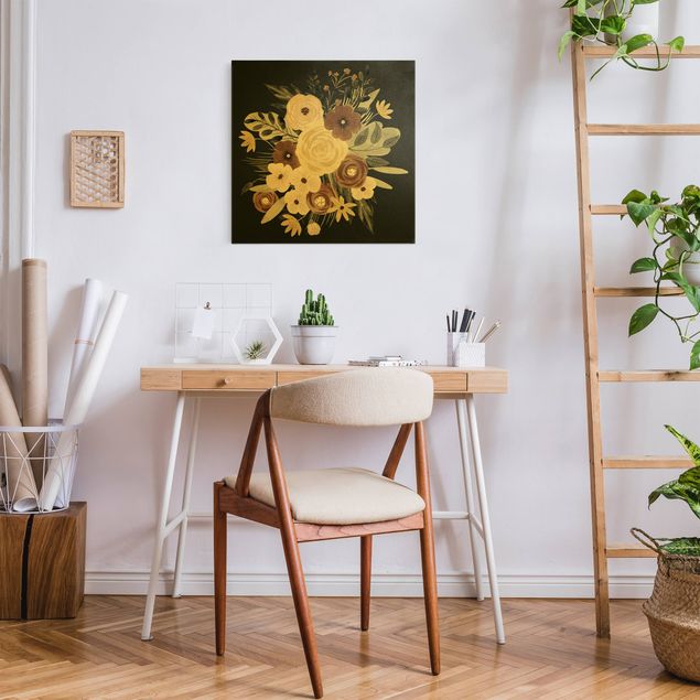 Obrazy nowoczesne Pastelowy bukiet kwiatów na tle zielonej I