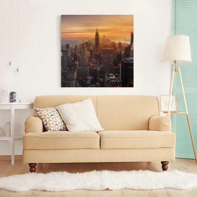 Nowoczesne obrazy do salonu Manhattan Skyline Wieczorny nastrój