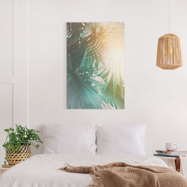 Obrazy nowoczesne Rośliny tropikalne Palmy o zachodzie słońca
