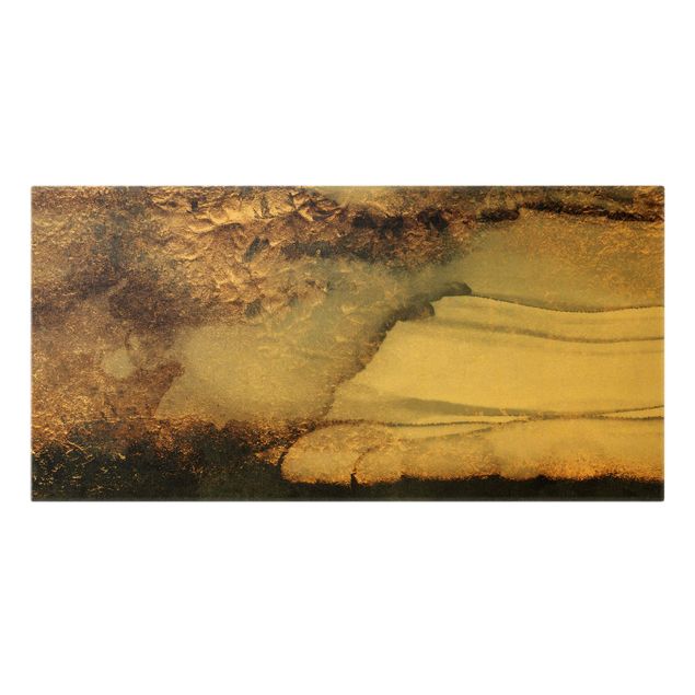 Obraz abstrakcja na płótnie Złoty marmur malowany