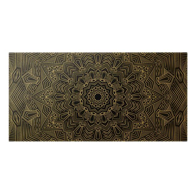 Obraz mandala Mandala wzór w gwiazdy srebrno-czarny