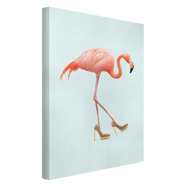 Zwierzęta obrazy Flamingo na wysokich obcasach