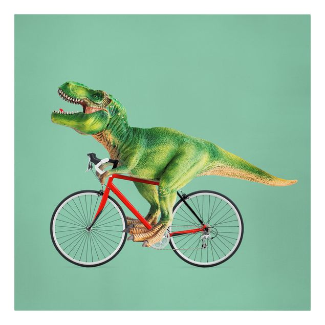 Obrazy ze zwierzętami Dinozaur z rowerem