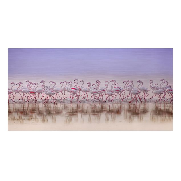 Obrazy ptaki na płótnie Przyjęcie pod Flamingo