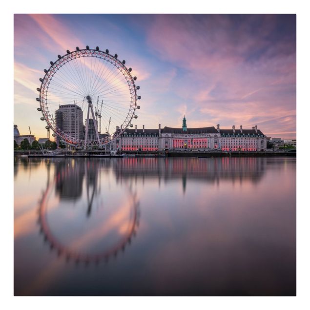 Obrazy na płótnie Londyn London Eye o wschodzie słońca