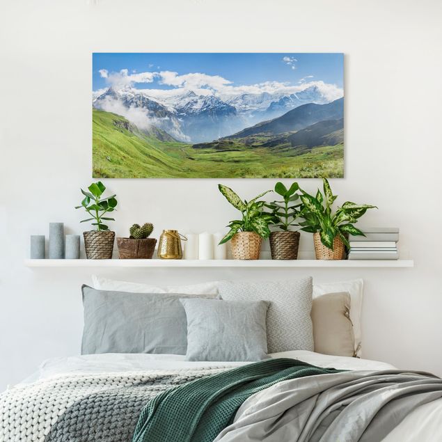 Nowoczesne obrazy do salonu Szwajcarska panorama alpejska
