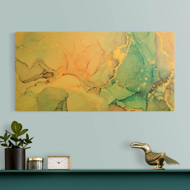 Obrazy na ścianę Akwarela Pastelowe kolory z dodatkiem złota
