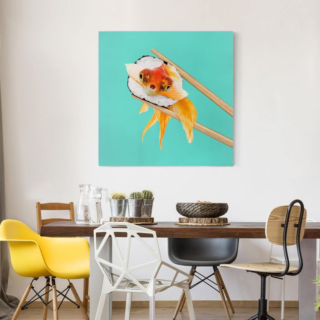 Nowoczesne obrazy Sushi z złotą rybką