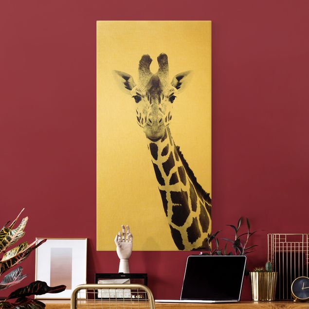 Obrazy zwierzęta Portret żyrafy w czerni i bieli
