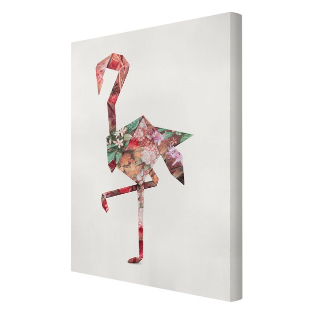 Różowy obraz Origami Flamingo