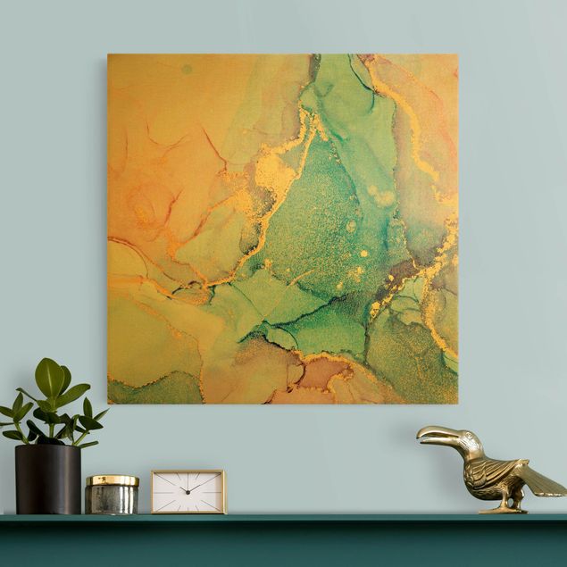 Obrazy do salonu nowoczesne Akwarela Pastelowe kolory z dodatkiem złota