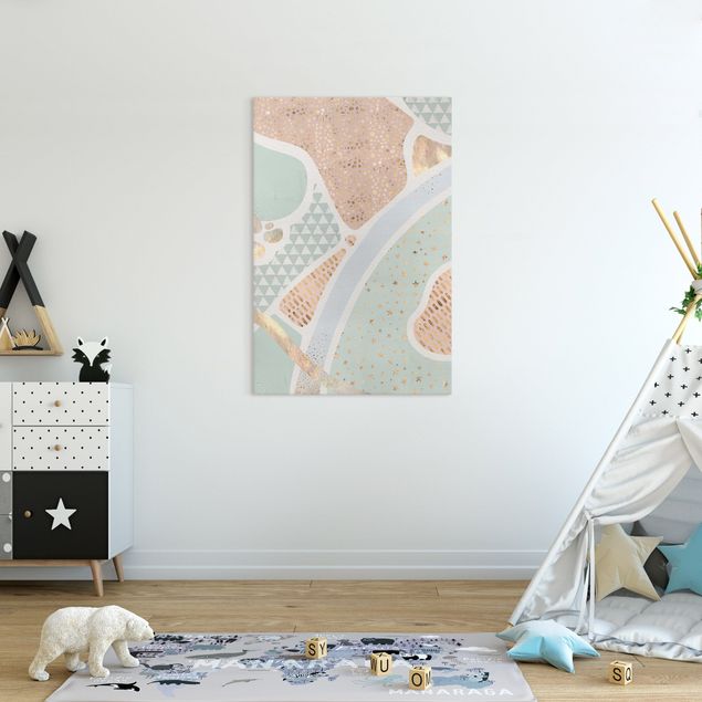 Pokój niemowlęcy Abstrakcyjny pastelowy wzór w pejzaż morski