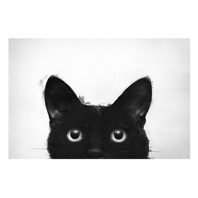Koty obrazy Ilustracja czarnego kota na białym obrazie