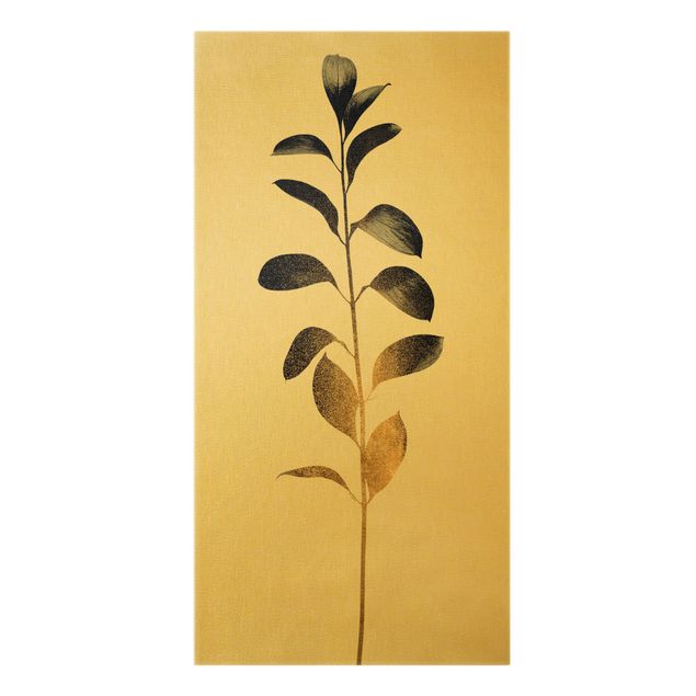Obrazy z motywem kwiatowym Graficzny świat roślin - złoto i szarość