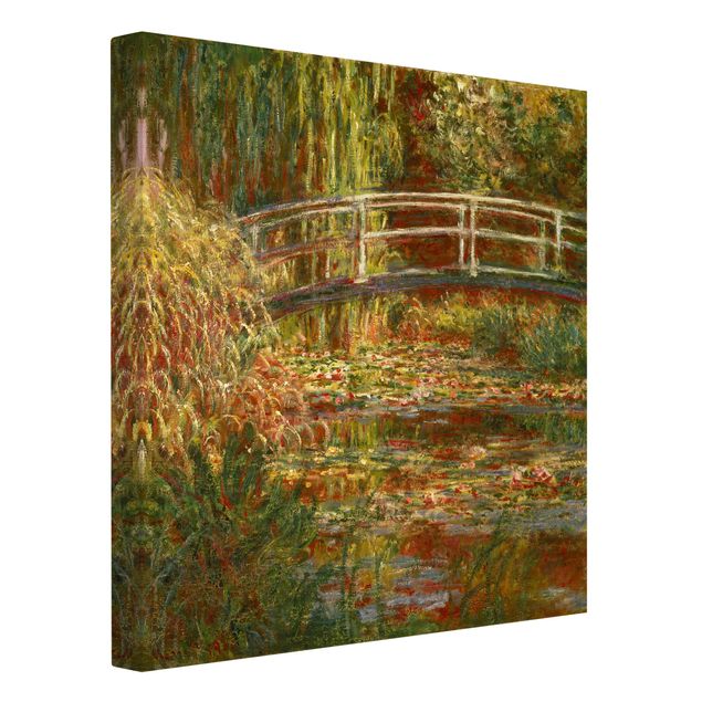 Nowoczesne obrazy do salonu Claude Monet - Staw z liliami wodnymi i japoński mostek (Harmonia w różu)