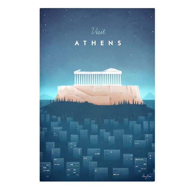 Obraz niebieski Plakat podróżniczy - Ateny