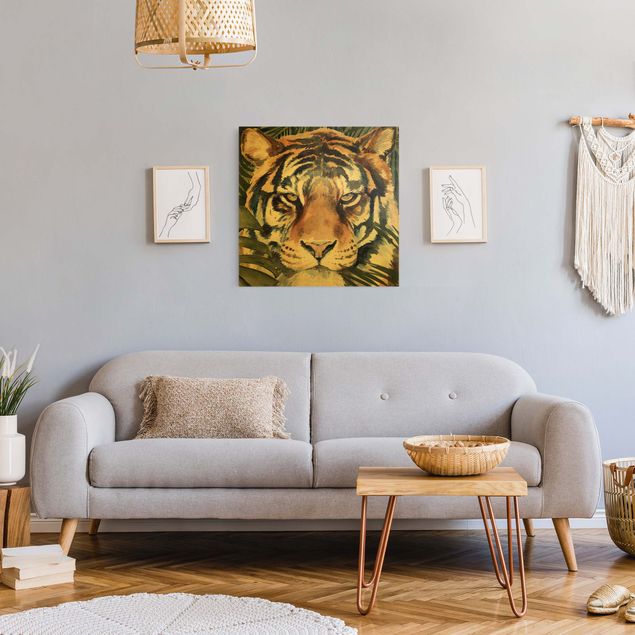 Obrazy do salonu nowoczesne Tygrys w dżungli