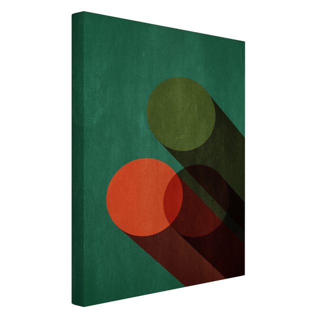 Obrazy nowoczesne Kształty abstrakcyjne - koła w zieleni i czerwieni