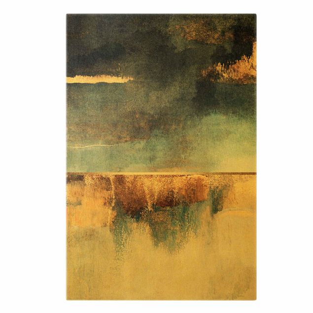 Obrazy na płótnie abstrakcja Abstrakcyjny brzeg jeziora w kolorze złotym