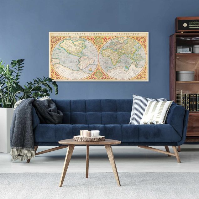 Obrazy do salonu Historyczna mapa świata Orbis Terrare Compendiosa Descriptio