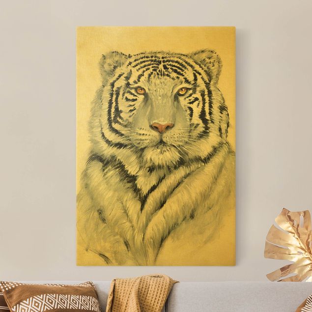Obrazy do salonu nowoczesne Portret białego tygrysa II
