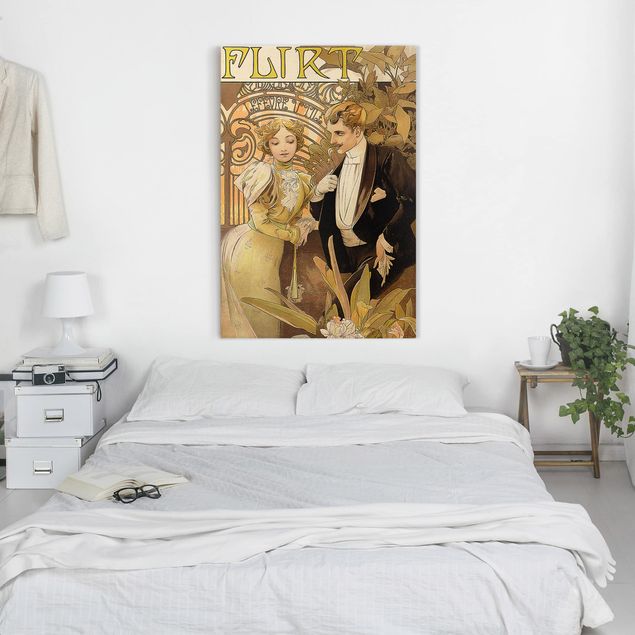 Obrazy do salonu nowoczesne Alfons Mucha - Plakat reklamowy ciastek Flirt