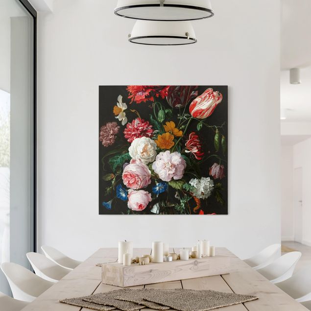 Obrazy nowoczesny Jan Davidsz de Heem - Martwa natura z kwiatami w szklanym wazonie