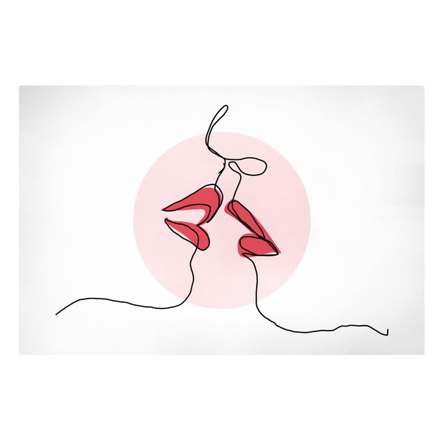 Obrazy nowoczesny Line Art Lips Kiss