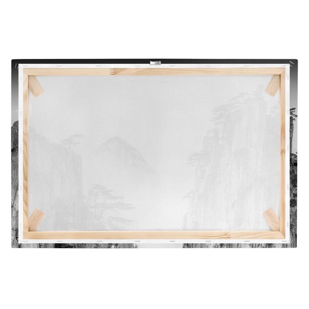Obrazy na płótnie góra Skały we mgle czarno-białe