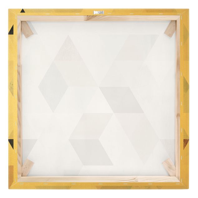 Złoty obraz na płótnie - Mozaika akwarelowa z trójkątami II