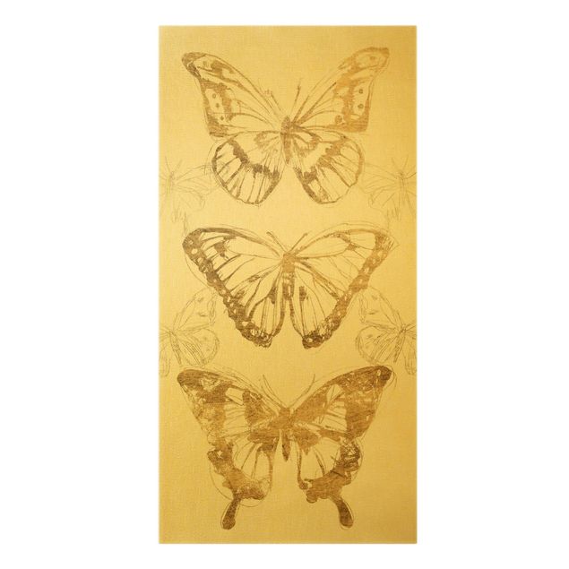 Obrazy na płótnie zwierzęta Kompozycja z motyli w złocie II