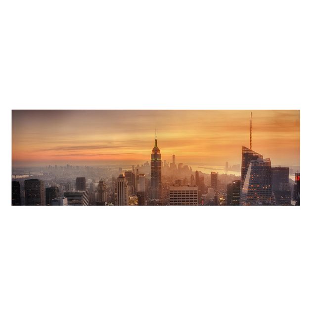 Nowy Jork obrazy Manhattan Skyline Wieczorny nastrój