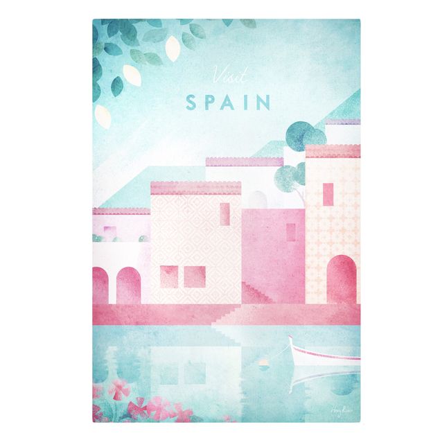 Obraz różowy Plakat podróżniczy - Hiszpania