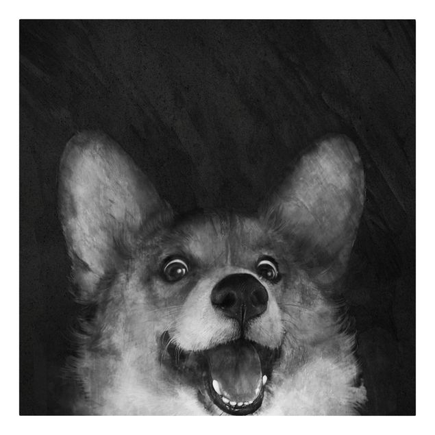 Obrazy pies Ilustracja pies Corgi malarstwo czarno-biały
